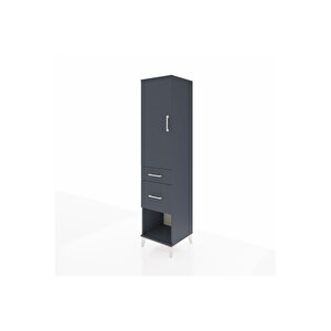 Hyperion Dolap Tek Raflı 2 Çekmeceli Tek Askılı 44x44x195 Antrasit-antrasit