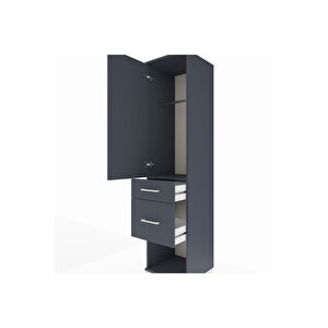 Hyperion Dolap Tek Raflı 2 Çekmeceli Tek Askılı 44x44x195 Antrasit-antrasit