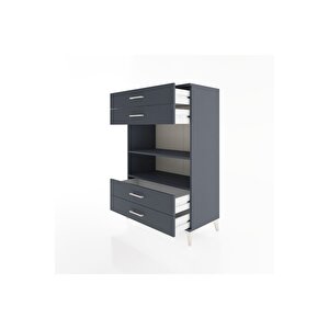 Hyperion Dolap 2 Raflı 4 Çekmeceli 88x44x134 Antrasit-antrasit