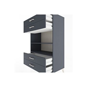 Hyperion Dolap 2 Raflı 4 Çekmeceli 88x44x134 Antrasit-antrasit