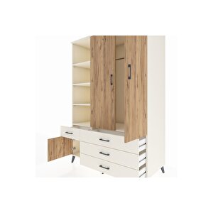 Kronos Dolap 5 Raflı 4 Çekmeceli Tek Askılı 132x59x195 Aytaşı-çam/aytaşı