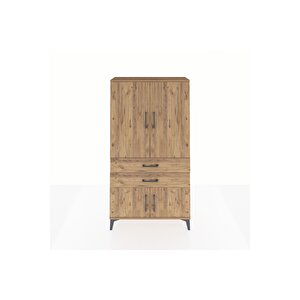 Arges Dolap Tek Raflı 2 Çekmeceli Tek Askılı 88x30x163 Çam-çam