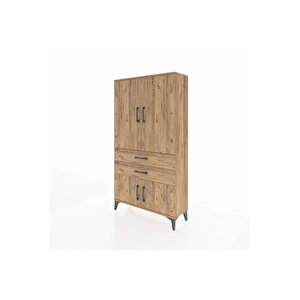 Arges Dolap Tek Raflı 2 Çekmeceli Tek Askılı 88x30x163 Çam-çam