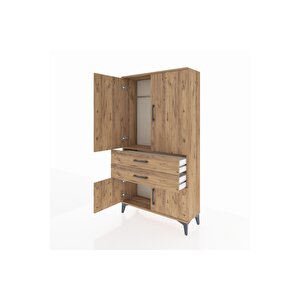 Arges Dolap Tek Raflı 2 Çekmeceli Tek Askılı 88x30x163 Çam-çam