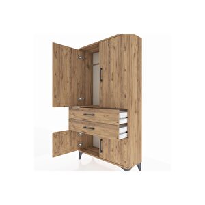 Arges Dolap Tek Raflı 2 Çekmeceli Tek Askılı 88x30x163 Çam-çam