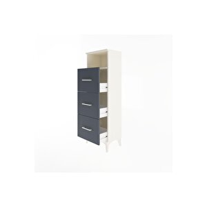 Arges Dolap Tek Raflı 3 Çekmeceli 44x30x134 Aytaşı-antrasit