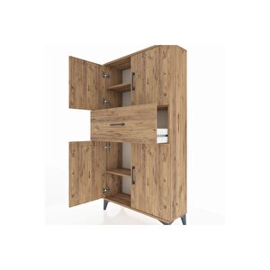 Arges Dolap 3 Raflı Tek Çekmeceli 4 Kapaklı 88x30x163 Çam-çam