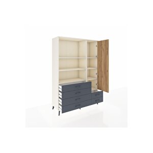 Hyperion Dolap 7 Raflı 6 Çekmeceli Tek Kapaklı  132x44x195 Aytaşı-çam/antrasit
