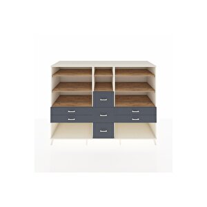 Kronos Dolap 8 Raflı 7 Çekmeceli  220x59x163 Aytaşı-çam/antrasit