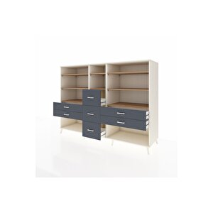 Kronos Dolap 8 Raflı 7 Çekmeceli  220x59x163 Aytaşı-çam/antrasit