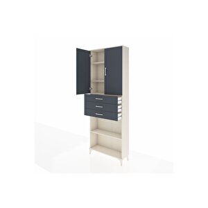 Arges Dolap 4 Raflı 3 Çekmeceli 2 Kapaklı 88x30x243 Aytaşı-antrasit