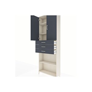 Arges Dolap 4 Raflı 3 Çekmeceli 2 Kapaklı 88x30x243 Aytaşı-antrasit