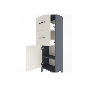 Arges Dolap Tek Raflı 2 Çekmeceli Tek Kapaklı 44x30x134 Antrasit-aytaşı