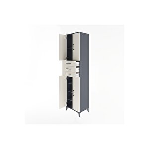Hyperion Dolap 5 Raflı 3 Çekmeceli 4 Kapaklı 60x44x243 Antrasit-aytaşı