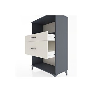 Hyperion Dolap Tek Raflı 2 Çekmeceli 88x44x134 Antrasit-aytaşı