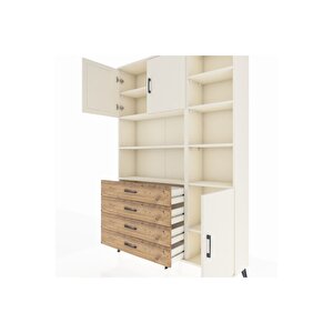 Arges Dolap 9 Raflı 4 Çekmeceli 3 Kapaklı 132x30x195 Aytaşı-aytaşı/çam