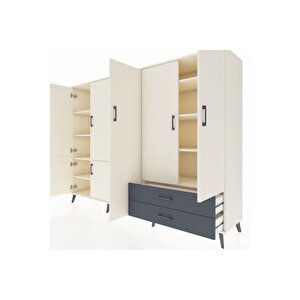 Hyperion Dolap 12 Raflı 2 Çekmeceli 7 Kapaklı 220x44x163 Aytaşı-aytaşı/antrasit