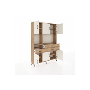 Arges Dolap 9 Raflı 3 Çekmeceli 6 Kapaklı 132x30x195 Çam-aytaşı/çam