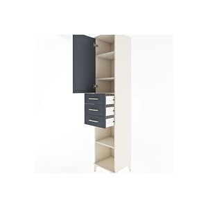 Hyperion Dolap 4 Raflı 3 Çekmeceli Tek Kapaklı 44x44x221 Aytaşı-antrasit