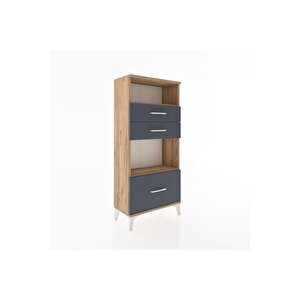 Hyperion Dolap 2 Raflı 3 Çekmeceli 60x44x134 Çam-antrasit