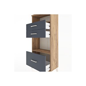 Hyperion Dolap 2 Raflı 3 Çekmeceli 60x44x134 Çam-antrasit