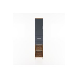 Hyperion Dolap 4 Raflı 2 Çekmeceli Tek Kapaklı 44x44x221 Çam-antrasit