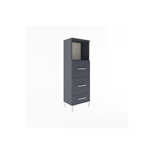 Arges Dolap Tek Raflı 3 Çekmeceli 44x30x134 Antrasit-antrasit