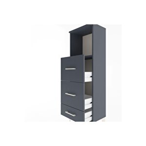 Arges Dolap Tek Raflı 3 Çekmeceli 44x30x134 Antrasit-antrasit