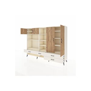 Hyperion Dolap 12 Raflı 4 Çekmeceli 4 Kapaklı 220x44x163 Aytaşı-çam/aytaşı