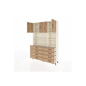 Arges Gardrop 8 Raflı 8 Çekmeceli 3 Kapaklı 132x30x195 Aytaşı-çam