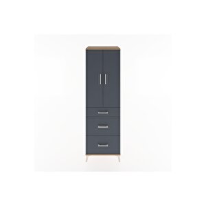 Hyperion Dolap 3 Raflı 3 Çekmeceli 2 Kapaklı 60x44x195 Çam-antrasit