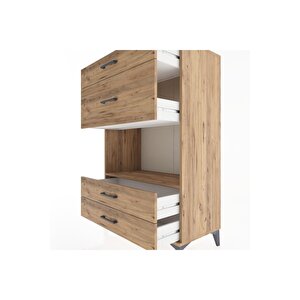 Hyperion Dolap Tek Raflı 4 Çekmeceli 88x44x134 Çam-çam