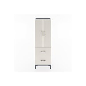 Hyperion Dolap 3 Raflı 2 Çekmeceli 2 Kapaklı 60x44x182 Antrasit-aytaşı