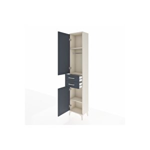 Arges Dolap 3 Raflı 2 Çekmeceli Tek Askılı 44x30x221 Aytaşı-antrasit