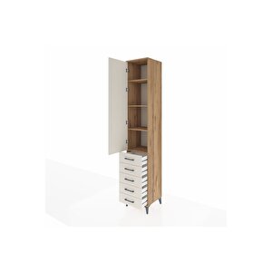 Hyperion Dolap 4 Raflı 5 Çekmeceli Tek Kapaklı 44x44x243 Çam-aytaşı