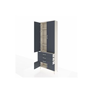 Arges Dolap 4 Raflı 3 Çekmeceli 4 Kapaklı 88x30x243 Aytaşı-antrasit