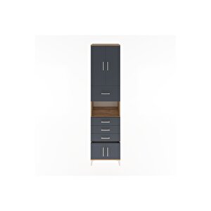 Hyperion Dolap 3 Raflı 4 Çekmeceli 4 Kapaklı 60x44x243 Çam-antrasit