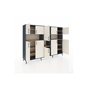 Hyperion Dolap 14 Raflı 10 Kapaklı 220x44x163 Antrasit-aytaşı/çam