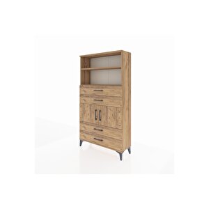 Arges Dolap 3 Raflı 4 Çekmeceli 2 Kapaklı 88x30x163 Çam-çam