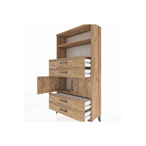 Arges Dolap 3 Raflı 4 Çekmeceli 2 Kapaklı 88x30x163 Çam-çam