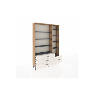 Arges Dolap 9 Raflı 4 Çekmeceli  132x30x195 Çam-antrasit/aytaşı