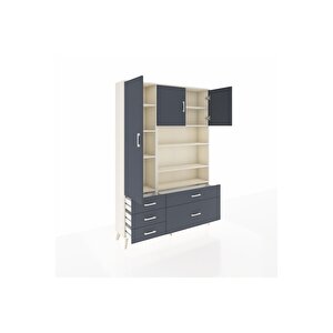 Arges Gardrop 9 Raflı 5 Çekmeceli 3 Kapaklı 132x30x195 Aytaşı-antrasit