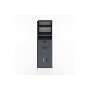 Hyperion Dolap 4 Raflı 2 Çekmeceli 2 Kapaklı 60x44x195 Antrasit-antrasit