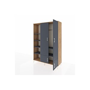 Hyperion Gardrop 6 Raflı 4 Kapaklı Tek Askılı 132x44x195 Çam-antrasit