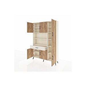 Arges Dolap 10 Raflı Tek Çekmeceli 6 Kapaklı 132x30x195 Aytaşı-çam/aytaşı