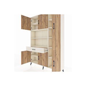 Arges Dolap 10 Raflı Tek Çekmeceli 6 Kapaklı 132x30x195 Aytaşı-çam/aytaşı