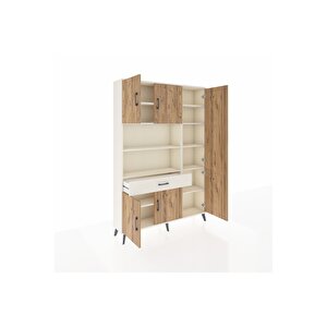 Arges Dolap 10 Raflı Tek Çekmeceli 6 Kapaklı 132x30x195 Aytaşı-çam/aytaşı