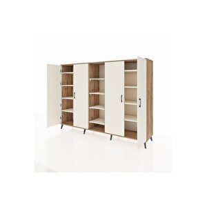 Hyperion Dolap 12 Raflı 4 Kapaklı 220x44x163 Çam-aytaşı