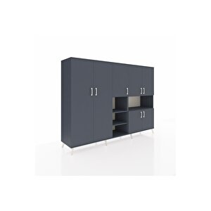 Hyperion Dolap 13 Raflı 7 Kapaklı 220x44x163 Antrasit-antrasit