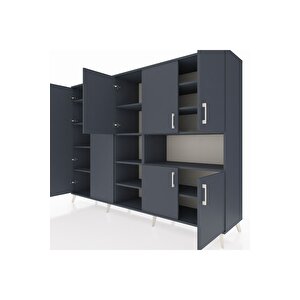 Hyperion Dolap 13 Raflı 7 Kapaklı 220x44x163 Antrasit-antrasit